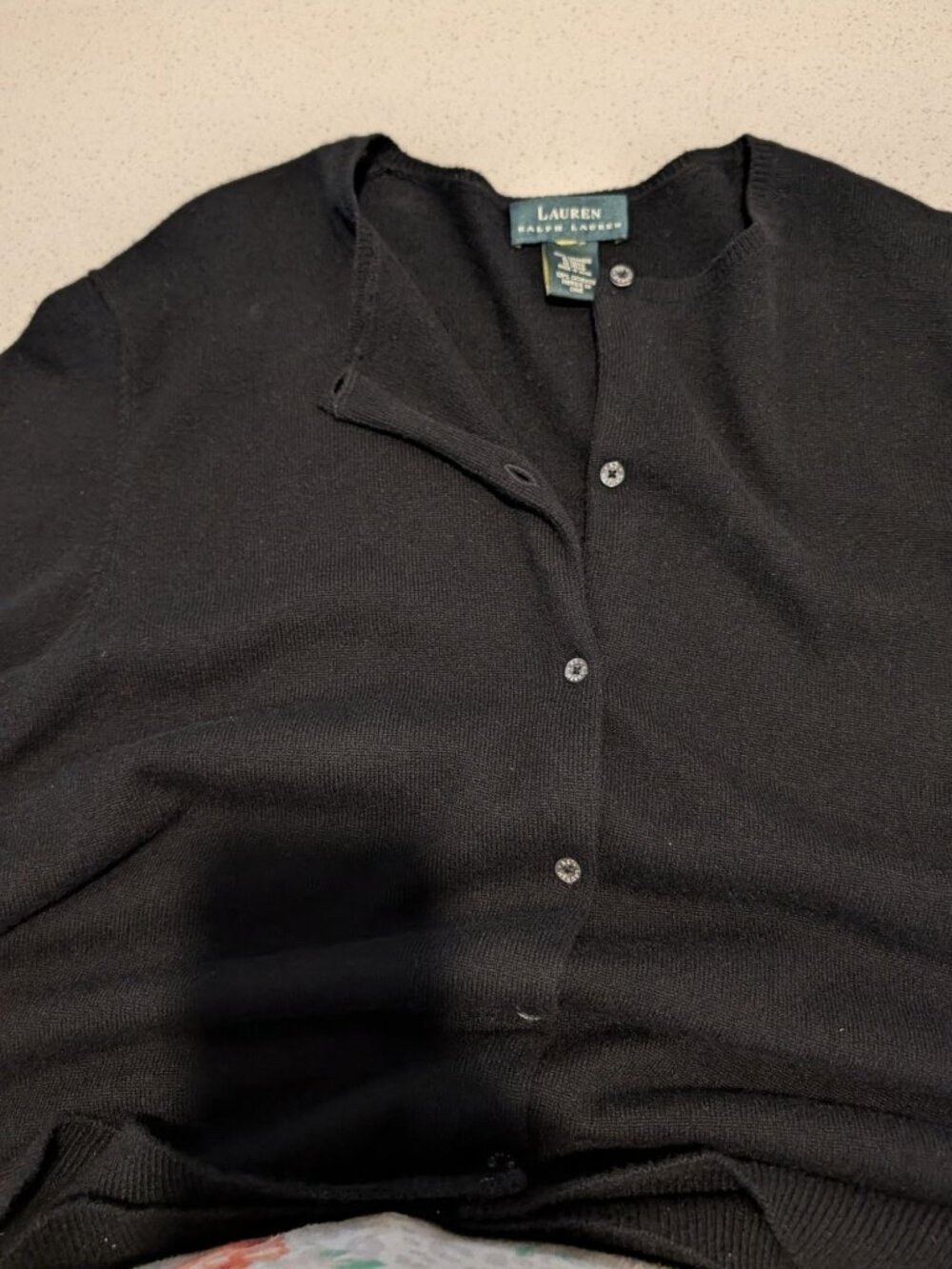 Lauren Ralph Lauren Womens Black 100% Cashmere Crewneck Button-Up Cardigan Sweat - Picture 4 of 15